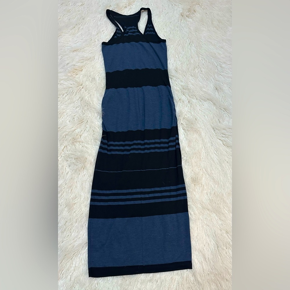 James Perse Vintage  Blue/Black Stripe Tank Maxi Dress 4/M NWT
